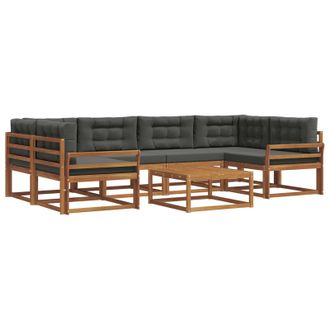 vidaXL Conjunto De Sof&aacute;s De Exterior 7 Pcs Natural Y Antracita Vidaxl