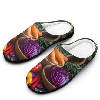 Generic Root Crops Vegetables Womens Slippers Warm House Slippers Indoor House Shoes with Anti-Skid Rubber Sole