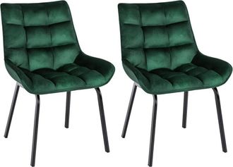 Clp Clp - Lote De 2 Sillas De Comedor Saranda Verde Terciopelo