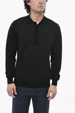 Paolo Pecora Virgin Wool Polo-Neck Sweater with Mother-of-Pearl Buttons size Xl