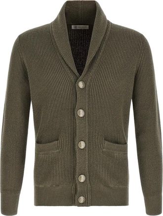 Brunello Cucinelli Truien & Vesten, Heren, Groen, 2Xl, Katoen, Malfil&eacute; Katoenen Engelse Rib Vest