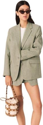 Maje Linen blend suit jacket in Khaki at Nordstrom, Size 38