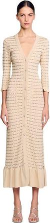 Sandro Rhinestone knit maxi dress in Beige at Nordstrom, Size 38 Eu