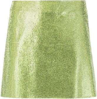 NU&Eacute; rhinestone-embellished silk mini skirt - women - Silk/Rhinestone - M - Green