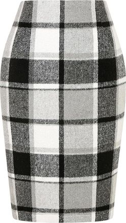 Generic Womens Skirt Winter Plaid Print Pencil Skirt Womens Skirts High Waist Knitted Pleated Skirt Stretchy Skirts Slim fit Womens Chunky Skirts A-Line Women