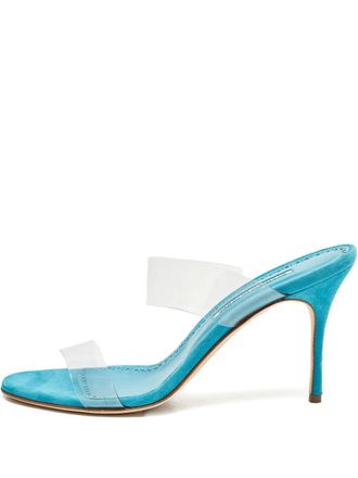 Manolo Blahnik Su&egrave;de sandalen - Blauw