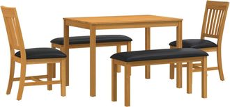 vidaXL Conjunto De Comedor 5 Uds. Negro Madera De Roble S&oacute;lido Vidaxl