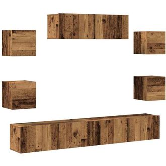 vidaXL Vidaxl - Conjunto De Mueble De Tv 7 Piezas Montado La Pared Madera Vieja