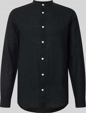 Only & Sons Slim Fit Freizeithemd aus Baumwoll-Leinen-Mix Modell CAIDEN in Black, Gr&ouml;&szlig;e XXL