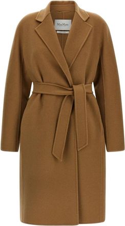 Max Mara Mxmaceri Midi Jas - Dames - Jas met riem - Bruin - L - Kasjmier - Jassen