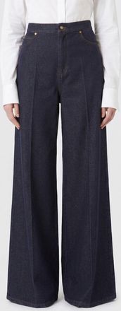 Max Mara High-Waisted Wide Leg Jeans in Blue Denim with Five Pockets