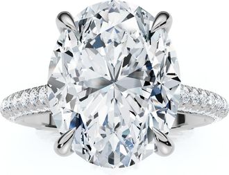 Pompeii3 Certified 4.30Ct Oval Diamond Side Halo Engagement Ring 14k White Gold Lab Grown Size: 7