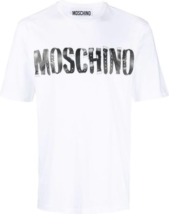 Moschino logo-print cotton T-shirt - men - Organic Cotton - 46 - White