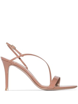 Gianvito Rossi Manhattan 85mm sandals - women - Leather/Leather/Patent Leather - 40.5 - Neutrals