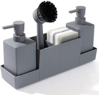 OEM Jabonera - Dispensador De Jab&oacute;n De Cocina Gris Mate Con Soporte Giratorio, Apto Para Manos Y Vajilla