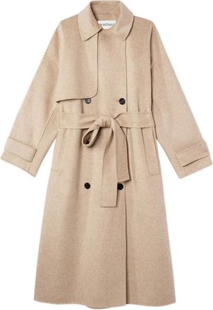 Eric Bompard Jas met ceintuur en dubbele rij knopen - Beige