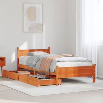 Berkfield Home Bed Frame without Mattress Wax Brown 75x190 cm Small Single Solid Wood Pine