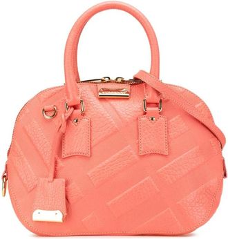 Burberry Pre-owned Handbags, female, Pink, Size: ONE SIZE Pre-owned Embossed Leather Satchel Handbag