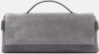 Brunello Cucinelli Monili Small embellished suede top-handle bag