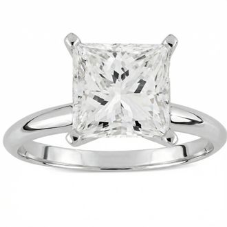 Pompeii3 Certified 3 Ct Princess Cut Diamond Solitaire Engagement Ring 14k Gold Lab Grown