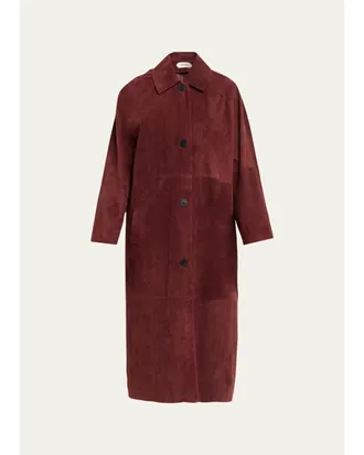 Arma Judy Button-Front Suede Coat