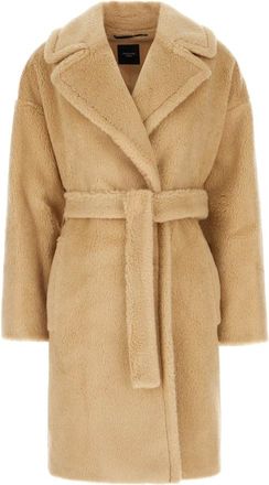 Max Mara Jassen, Dames, Beige, M, Wol, Belted Coat