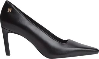 Tommy Hilfiger TH Monogram Leren Hoge Hakken - Dames - Pumps - Zwart - 38 EU - Leer - Schoenen