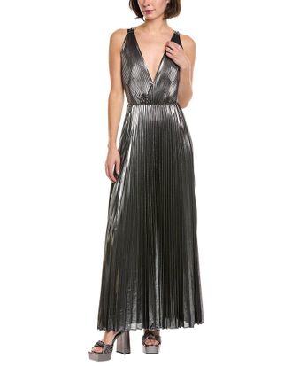 Milly Oria Pleated Lame Maxi Dress