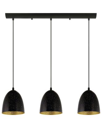 Eglo Eglo Safi 3 Light Linear Pendant With Matte Black Finish & Matte Black & Gold Metal Shades