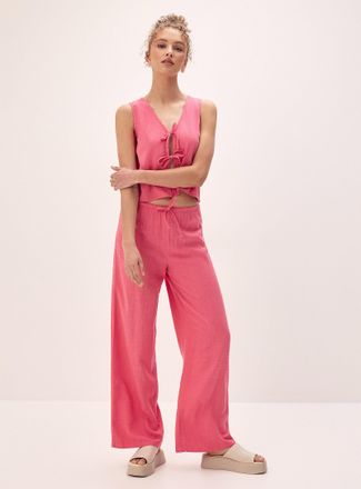 Twik Womens Viscose and linen wide-leg pant