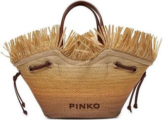 Pinko Womens Beach Bag Beige-Brown Polyester Other