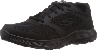 Skechers Mens Flex Advantage 4.0 Walking Shoe, Black Leather Mesh Pu Black Trim, 9 UK