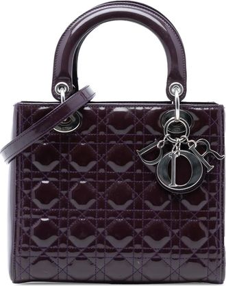 Dior Borsa a tracolla Lady Dior media con finitura lucida e motivo Cannage 2015 - Viola