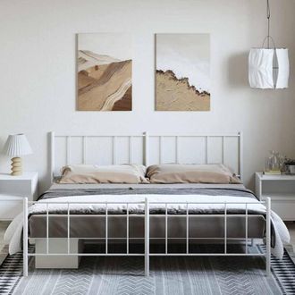 Berkfield Home Metal Bed Frame with Headboard & Footboard White 183x213 cm
