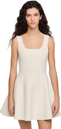 Sandro Beaded knit short dress in White at Nordstrom, Size 42 Eu