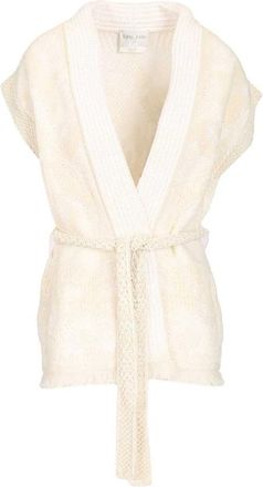 Forte_Forte Iris Velvet Vest - Dames - Spencers - Wit - XS - Katoen - Truien & Vesten