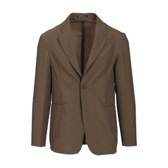 Emporio Armani Seersucker Blazer - male - Emporio Armani - Blazers - Brown - 2XL - Jackets