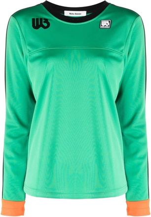 Wales Bonner Commune Long Sleeve Tee - Dames - Longsleeves - Groen - S - Polyester - Tops