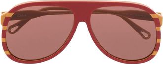 Chlo&eacute; Dannie pilot-frame sunglasses - women - Bio Acetate - One Size - Red