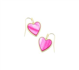 Kendra Scott Heart Drop Earrings In Gold Hot Pink Pearl