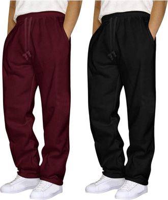 Generic Mens Joggers Short Leg Track Suits Bottoms Fleece Lined Joggers Winter Thermal Warm Trousers Mens Mens Leisure Trousers Army Trousers Men Fleeces for 