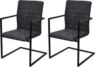 vidaXL Vidaxl - Sillas De Comedor Voladizas 2 Unidades Cuero Sint&eacute;tico Negro