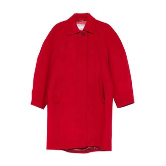 Filippa K Single-Breasted Coats, female, Red, XS, Cocoon Coat with Buttons