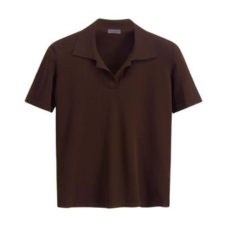 Roberto Collina Knit SS Polo - female - Roberto Collina - Polo Shirts - Brown - S - Tops