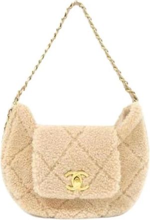 Chanel Pre-owned Shearling Lamsleren Schoudertas - Dames - Vintage Schoudertas - Beige - ONE Size - Leer - Vintage