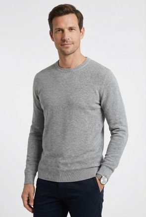 Olymp Rundhalspullover OLYMP OLYMP Strick Casual, Herren, Gr. 4XL, grau, Obermaterial: 100% Baumwolle, schmal, Rundhals, Pullover Rundhalspullover, mit modi