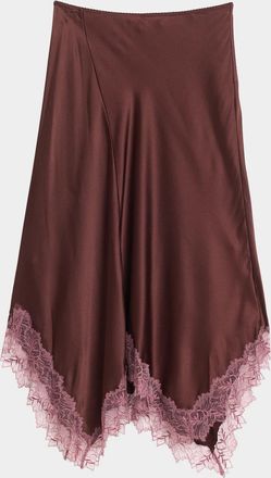 Sablyn Keri Asymmetric Lace-Trim Midi Skirt