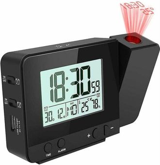 OEM Despertador Digital Con Proyector Para Dormitorio, Despertador De Gran Tama&ntilde;o Con Proyecci&oacute;n De Techo, Puerto Usb, Bater&iacute;a De Respaldo, Proyector De 1