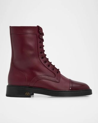 Valentino Garavani 20mm Zimmy Leather Combat Boots