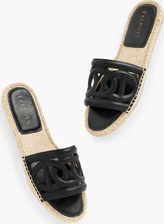 Talbots Ilyssa Links Nappa Espadrille Slides - Black - 10 1/2 M Talbots